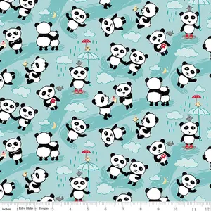 Panda Love Flannel Fabric