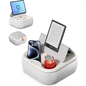 Tablet Stand Pillow, Compatible with 4-13" Phone/Tablet, iPad, , ,Kindle,,  Phone Stand for Desk, Kindle Pillow Stand for Bed with Cozy Fabric,and Two Cup Size Bowl.W