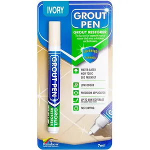 Ivory Tile Paint Marker: Waterproof Grout Paint, Tile Grout Colorant and Sealer Pen - Ivory, Narrow 5mm Tip (7mL)