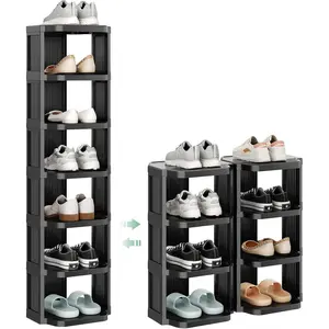 8-tier vertical plastic shoe rack, freestanding stackable storage shelf, suitable for small closets and narrow spaces