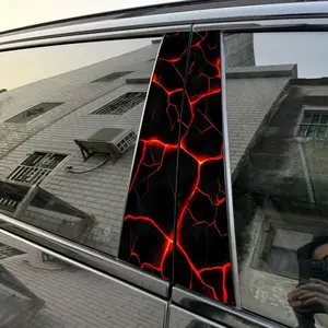 2pcs Lava Cracks Car Sticker B-Pillar DIY Center Pillar Film Car Door Trim Sticker Decorative Car Accessory Cool Car Decoration