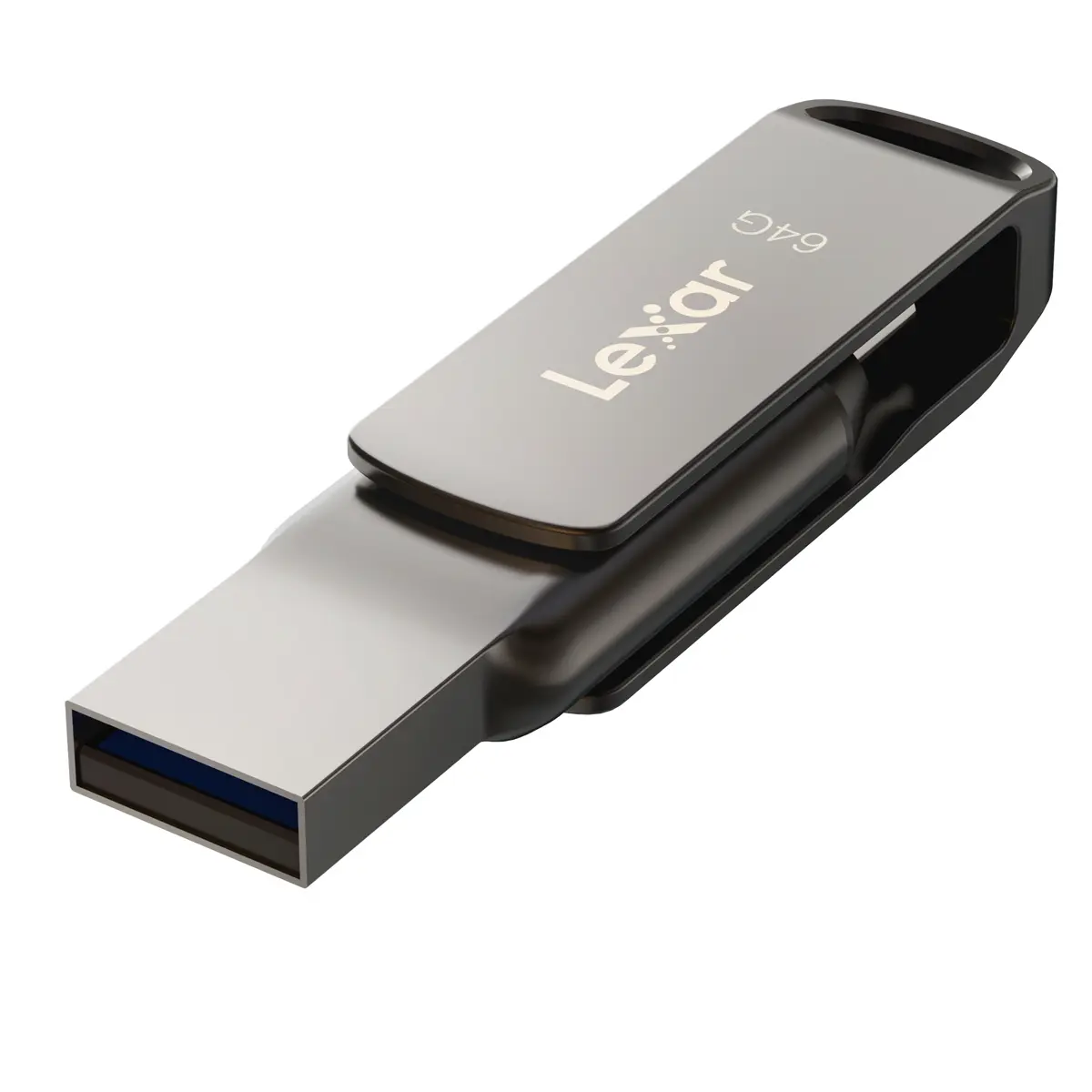 Lexar JumpDrive Dual Drive D400 64GB USB 3.1 Type-C/A Flash Drive, Silver, Fast Transfer, Password Safe, Digital Users