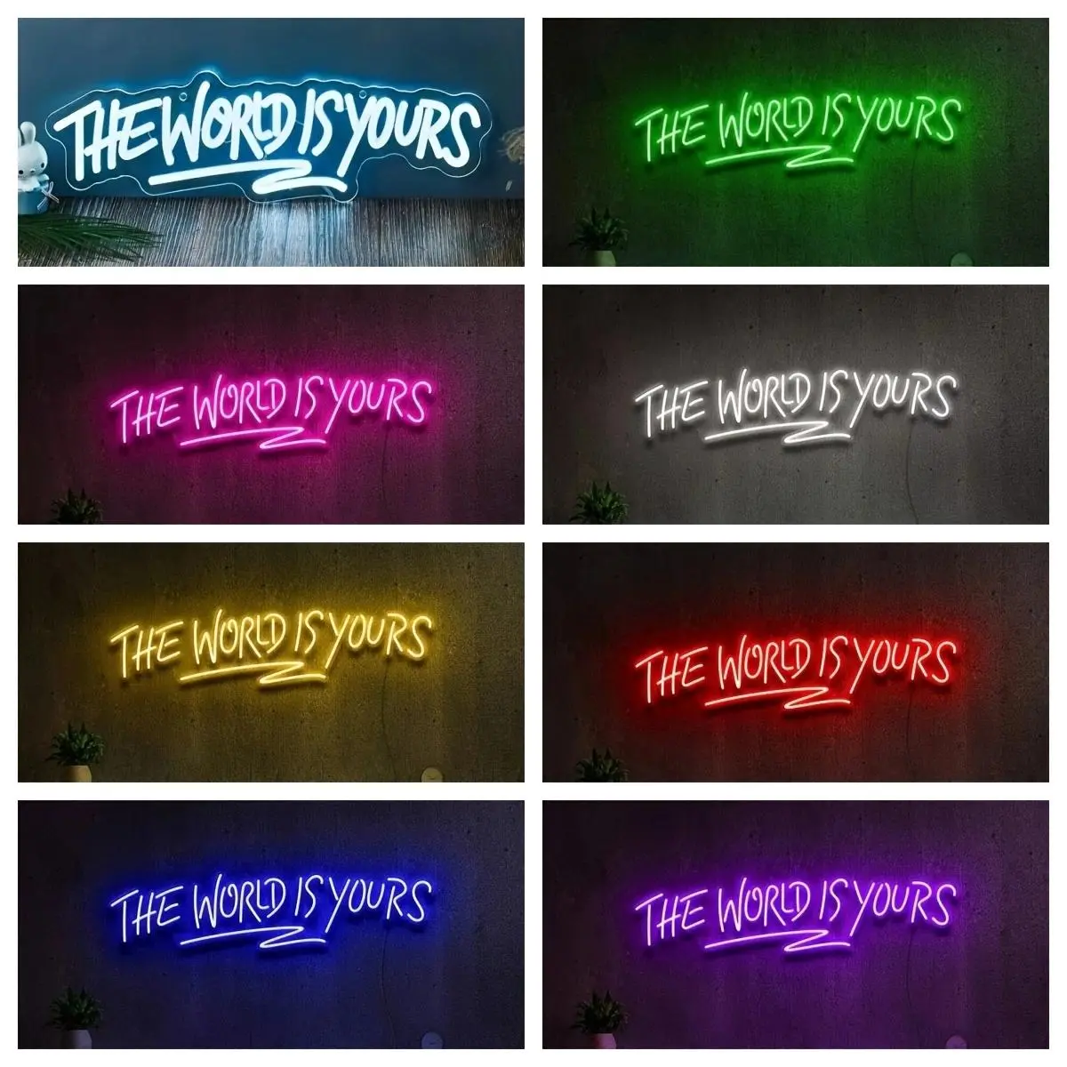 The World Is Yours Neon Sign, Personalized Letter Sign, Multicolor LED Luminous Wall Hanging Neon Sign for Bars, Nightclubs, Coffee Shops, Living Rooms, Led Signs, Neon Lights