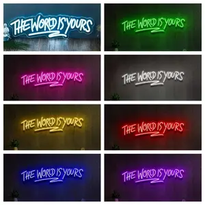 The World Is Yours Neon Sign, Personalized Letter Sign, Multicolor LED Luminous Wall Hanging Neon Sign for Bars, Nightclubs, Coffee Shops, Living Rooms, Led Signs