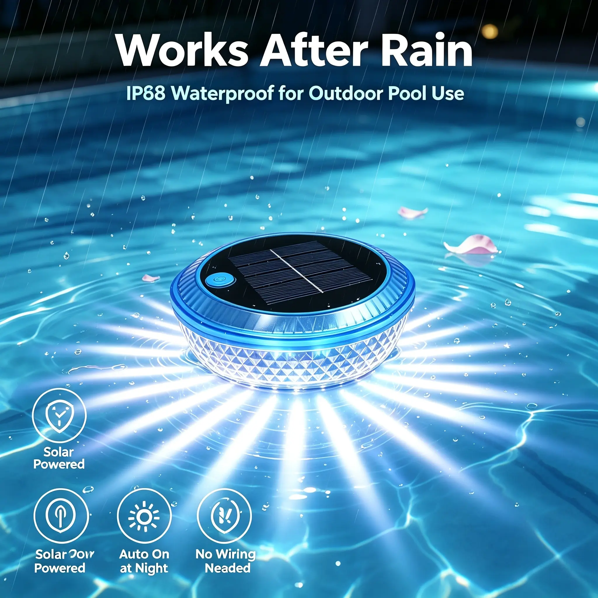 Outdoor Solar Floating Pool Lights,IP68 Waterproof RGB Color Shift LED Floating Lamp,Solar Rechargeable Wireless Light with Auto Sensor,Perfect for Swimming Pool,Pond,Hot Tub,Garden Fountain,Night Backyard Pool Party Decor