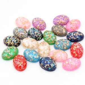 18x25mm 10pcs/Lot New Fashion Mix Color Built-in metal foil Flat back Resin Cabochons Cameo