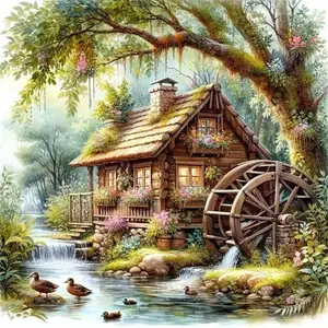 Diamond Mosaic House Landscape Cross Stitch Kits Art Embroidery River DIY Picture Rhinestones Painting Tree Child Gift Needle Crafts Kit DIY Set
