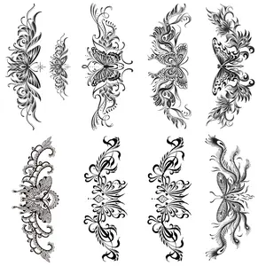 8 Pcs Butterfly Lace Temporary Tattoos, Waterproof Realistic Design, Perfect for Shoulder Neck Collarbone, Summer Pool Party Women, Temporary Tattoo Kit
