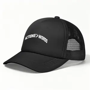 Breathable Black Trucker Hat - "Actions > Words" Motivational Daily Cap,Actions > Words Trucker Cap - Unisex Inspirational Hat for Active & Daily Use,hats for men,hats for women,trucker hats women,trucker hats men,beach essentials