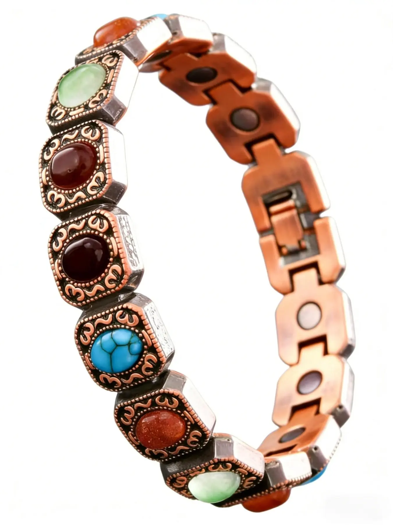 Women's pure copper bracelet, magnetic bracelet, natural gemstone, adjustable, Casual Trendy Jewelry, Valentines Day jewelry gift, suitable for mothers, lovers, and daughters.
