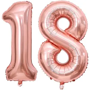 40 Inch Rose Gold 18 Number Balloons Giant 18 Balloons Rose Gold Birthday 18 Balloons 18th Birthday Anniversary Party Decorations Supplies