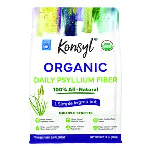 Konsyl USDA Organic Psyllium Husk Powder - 12oz, 60 Servings, Natural Unflavored Soluble Dietary Fiber Supplement - Fiber Prebiotic for Digestive Support and Gut Health - Sugar Free, Keto & Vegan