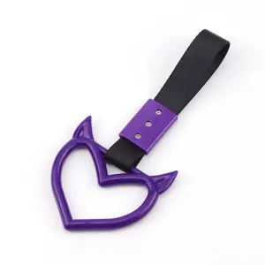 Little Devil Horns Car Front Spoiler Heart Shaped Hanging Ring Auto Rear Lip Decorative Pull Ring Exterior Modification Accessories