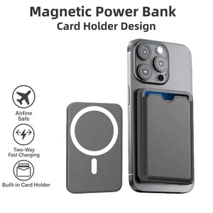 Ultra-Slim Magnetic Wireless Power Bank with Two-Way Fast Charging & Built-In Card Holder – MagSafe-Compatible 5000mAh Portable Charger for iPhone 17/16/15/14/13/12