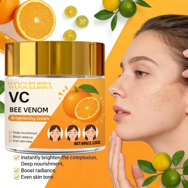 60g VC Brightening Cream, Brightening Formula, Rich in Bee Venom and Niacinamide, Ideal for Dark Spots and Hyperpigmentation, Instantly Brightens Skin Tone for Radiant Complexion