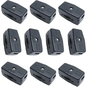Luomorgo 3A 125VAC Lamp Black Inline Rotary Cord Switch 10Pcs Luomorgo