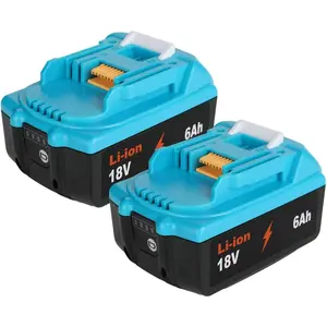 Hardware supplies 2Pack 18V 6.0Ah Makita BL1860B Replacement Battery Blue Shell AntiSlip Grip Compatible Makita BL1820 1830B 1840B Chargers 6000mAh HighCapacity Battery