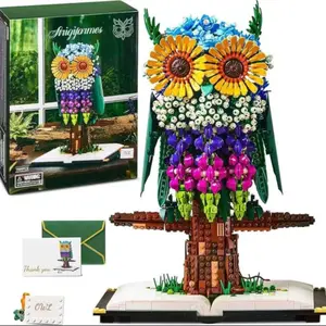 Flower Owl Animal Toy Building Sets Flower Building Blocks Flower Bricks MOC Floral Collectible Model for Home Decor or Office Art, Mother’s Day Birthday Gifts Christmas gift for Adults or Teens 12+ (1989 Pieces)