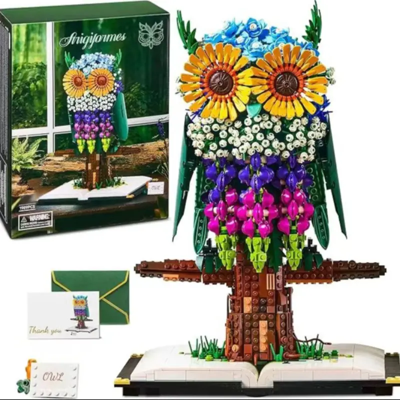 Flower Owl Animal Toy Building Sets Flower Building Blocks Flower Bricks Building Block Flowers MOC Floral Collectible Model for Home Decor or Office Art, Mother’s Day Birthday Gifts Christmas gift for Adults or Teens 12+ (1989 Pieces)