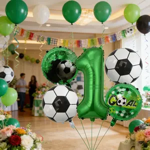 Football Series Number Themed Foil Balloons, Multi-Piece & Multi-Shape, Ideal for Sports Events, Parties, and Photography