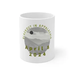 Customized White Ceramic Coffee Mug, 11oz, BPA & Lead-Free, Microwave & Dishwasher-Safe - Washable Reuse Reusable Drink Drinkware Tumbler Cup- Total Solar Eclipse 2024- Appalachia