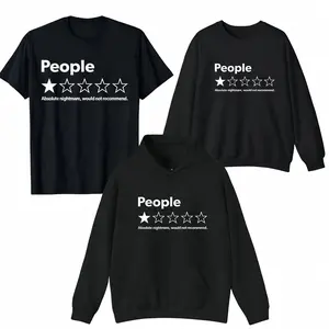 "People: 1 Star Review" Funny T-Shirt – Sarcastic Introvert Graphic Tee | Viral TikTok Relatable Social Anxiety Top | Black Absolute Nightmare Shirt