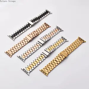 Business 3-Link Stainless Steel Watch Band for Apple Watch, Butterfly Clasp Metal Strap Only Compatible with iWatch Ultra/SE/Series 1-12, 38-49mm Dressy Smart Watch Accessories