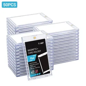 50Pcs 55PT Ultra Slim Magnetic Card Protector Holders, High Definition Clear Acrylic Card Cases, 73*110mm Standard Size, Anti-Scratch Anti-Fade Collectibles Card Display Storage Accessories