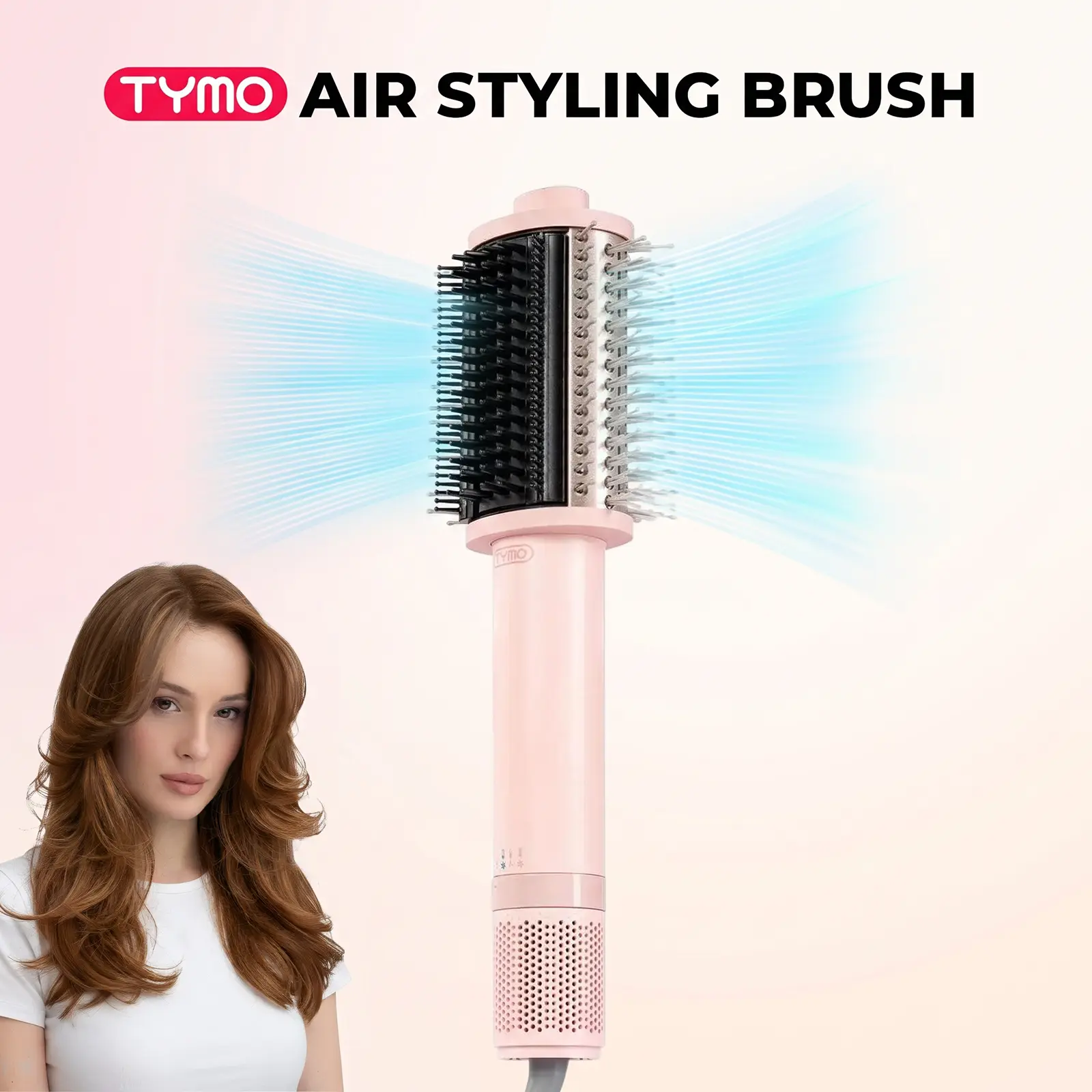 TYMO AIRBEAM 4.0 High-Speed Ionic Roller Brush Hair Dryer - Pro Salon Powerful Multifunctional Beauty Product with Smoothing Comb for Frizz-Free Blowouts, Gift Box-Ready Pink Hot Air Styler (Summer Vibes Father’s Day Gift, Tool Upgrade), Pro Salon Dryer