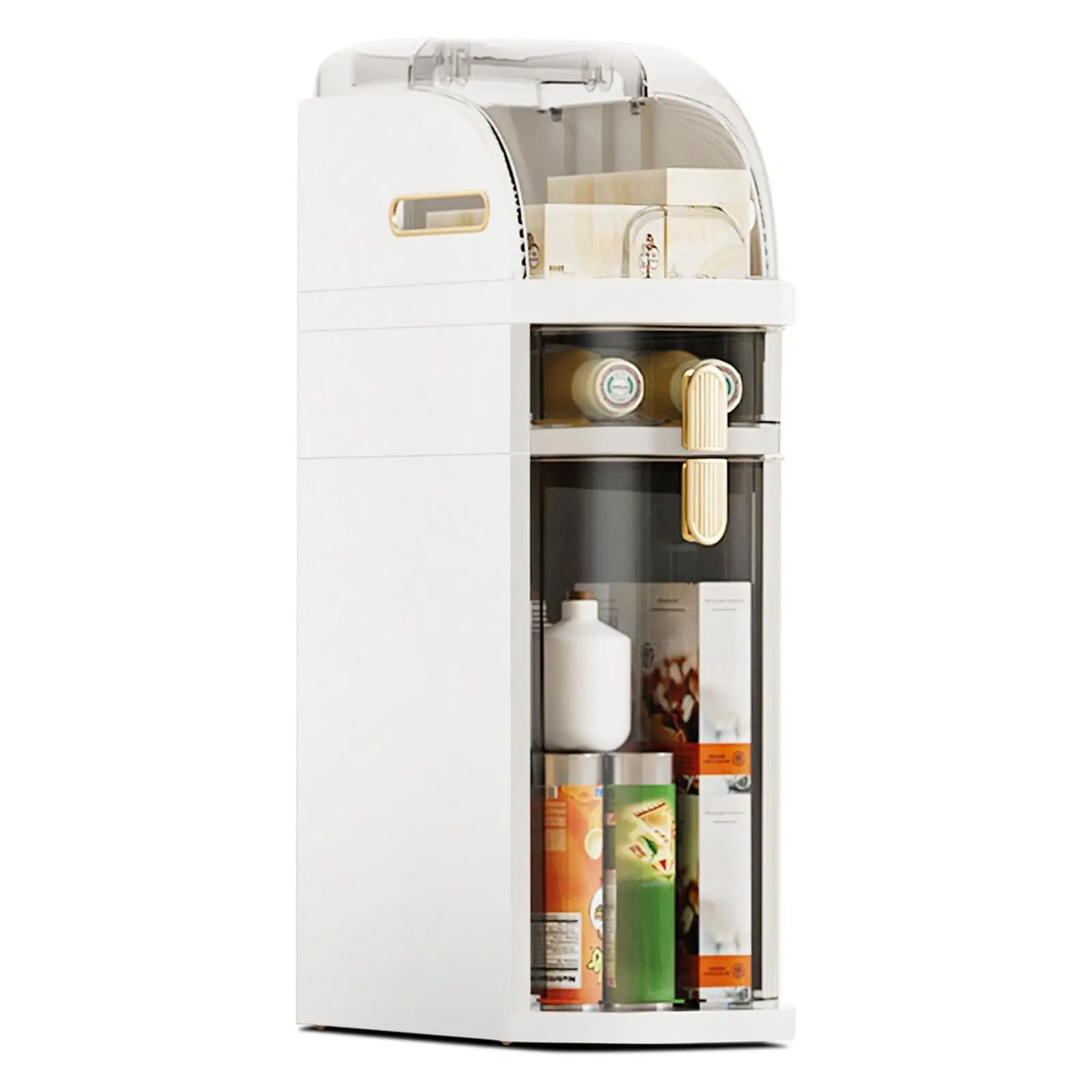 2-Tier Narrow Bathroom Storage Cabinet,Slim Rolling Bathroom Storage Organizer with Drawers,Wheels,Toilet Paper Holder,Waterproof No Assembly Organizer for Small Spaces