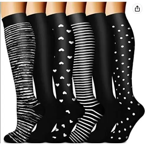6 pairs of black patterned styles