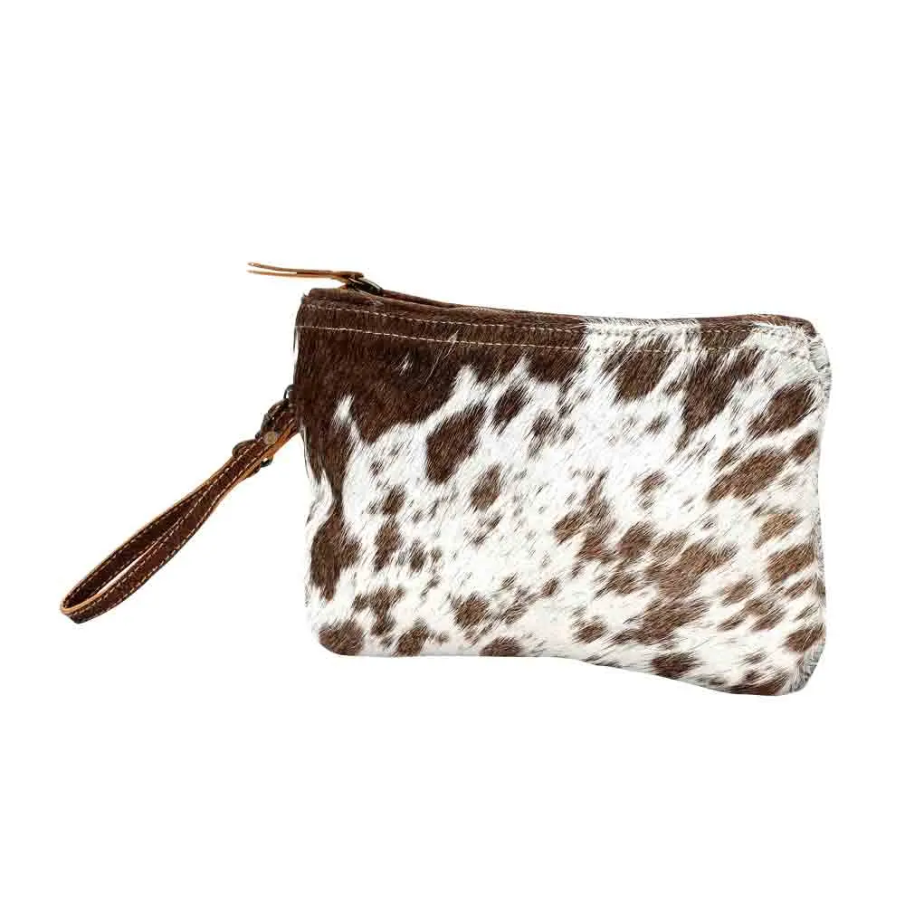 Western Style Hair-On Wristlet Clutch for Women, a Classic Cowgirl Pouch with a Zipper and Wrist Strap