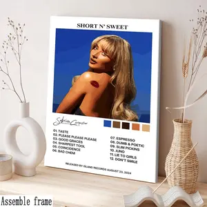 Sabrina Album Art Poster, Short N' Sweet Home Decor, Light Luxury Nordic Minimalist Style, Modern Abstract Design, Bedroom Bedside Wall Decoration