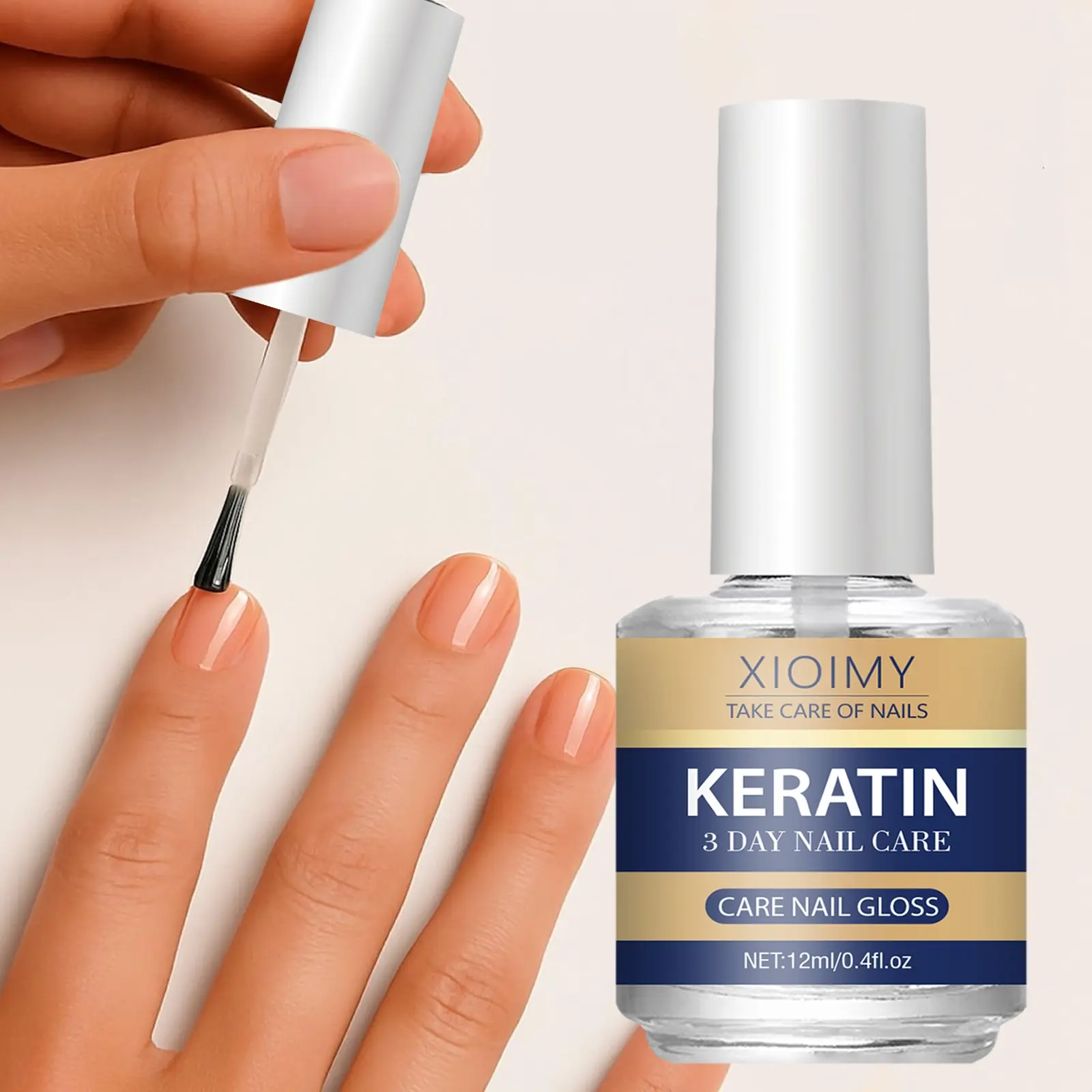 12ML Nail Strengthening Oil with Vitamin E & Keratin, Repairs Splitting Nails, Deep Moisturizing & Brightening, Enhances Nail Shine, Nail Care, Manicure