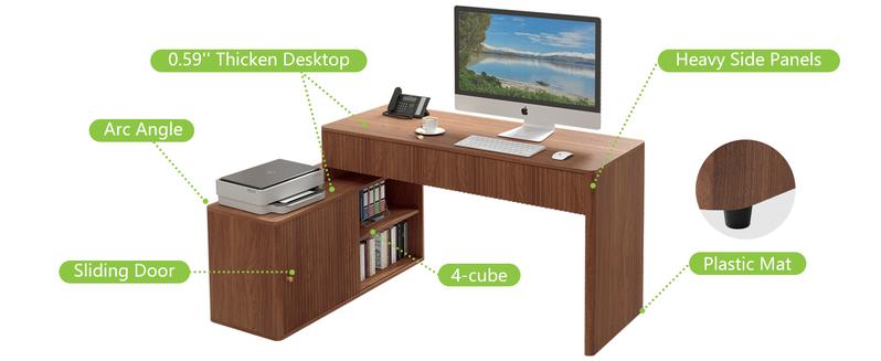 Giratree Modern Computer PC Desk Table with Storage, Corner L Shaped Desk with Drawers, Home Office Desk for Bedroom and Small Space, for Writing, Executive, Study, Work, Vanity