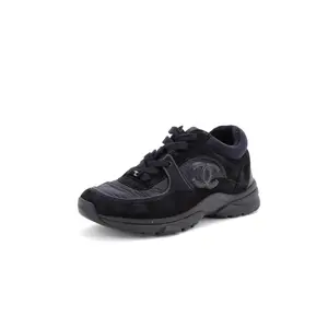 Pre-owned Chanel Women's CC Low-Top Sneakers Suede with Leather and Nylon by Rebag