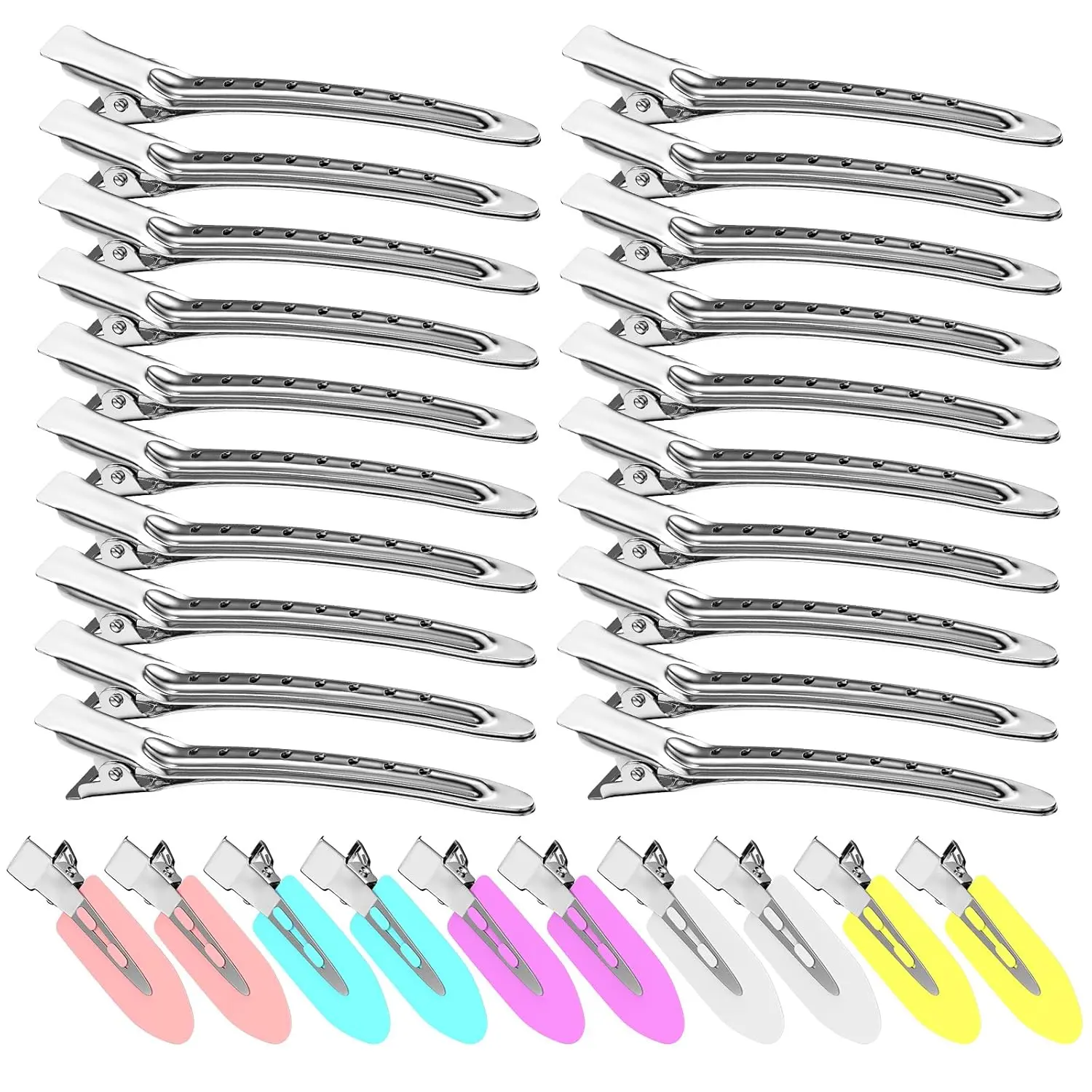 Women's 30 PCS Silver Metal Alligator Hair Clips - Heavy Duty Holed Duck Billed Sectioning Clips, Gift-Ready Accessory for Female Beauty Enthusiasts, Thanksgiving, Hair Accessory Goals, Compact And Easy To Use, Conveying Beauty, Elegant, Sectioning Hair C