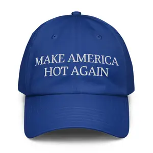BLUE Embroidered Hat Unstructured 6-Panel Low Profile with Adjustable Cloth Strap Closure & Built-in Sweatband