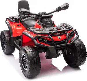 GAOMON Red 12V Kids Electric ATV With Two Leather Seats Bluetooth Music Led Lights Adjustable Speeds And Durable Tires For Ages 3 To 8 Red