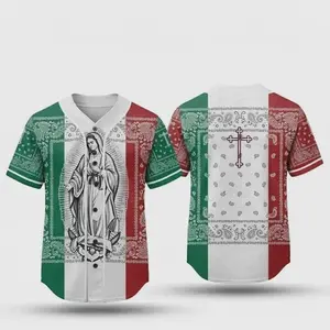 Virgen de Guadalupe Baseball Jersey – Mexican Paisley Patriotic Cultural Shirt All Over Print