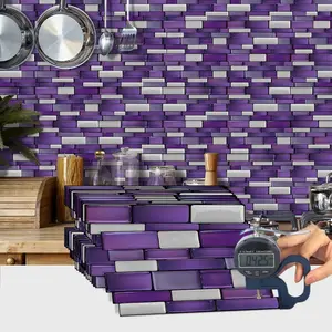 Self-Adhesive PVC Wall Tiles (12pcs/24pcs/48pcs), Waterproof & Oil-Resistant, Ideal for Kitchen & Bathroom Countertops, 9.68in X 4.72in