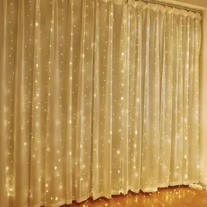 Bright Curtain String Lights, 300 Leds 10x10 Ft, 8 Modes, USB Powered, Waterproof, Ideal for Christmas Parties, Weddings, Indoor/outdoor Decor