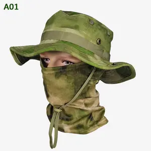 2-in-1 Camouflage Fishing Hat and Mask Neck Wrap UPF 50+ Sun Protection Detachable Neck Wrap Breathable Quick-Dry Adjustable Drawstrings for Fishing Hunting Hiking