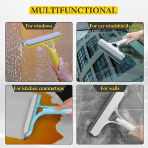 3 in 1 Window Cleaning Scraper, Squeegee and Scrubber with Spray, Multifunctional Household Cleaning Tool, Car Windshield Cleaner,Lightweight Silicone Microfiber Wipe, Mirror Cleaner, Multi-function Window Cleaning Tool, Fall Decor