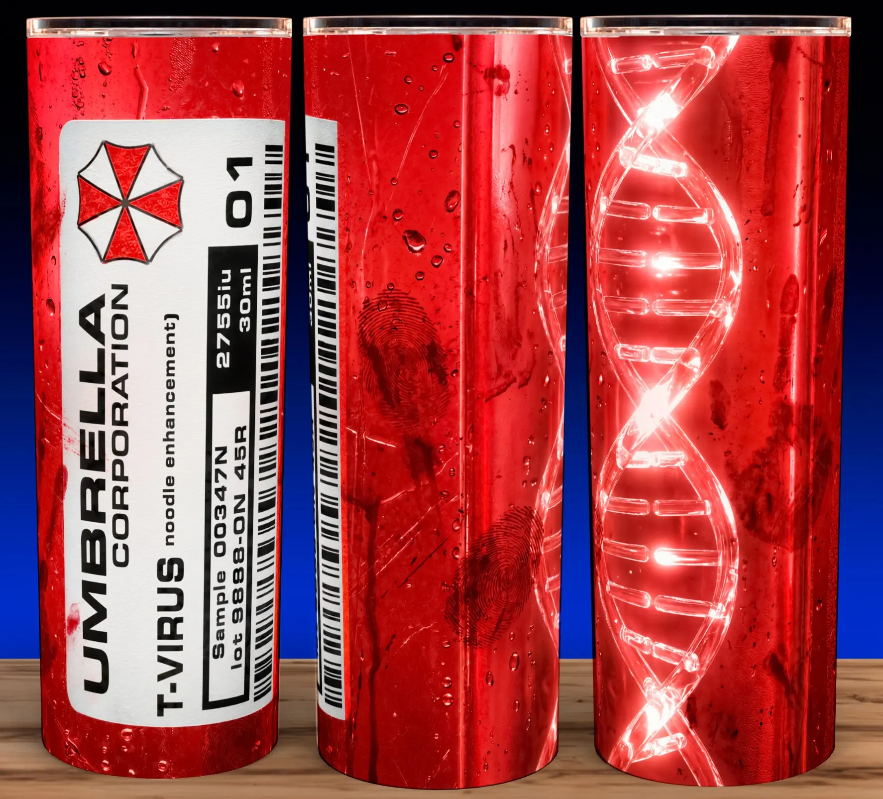 Resident Evil Umbrella Corp T-Virus Zombie Gaming Horror Red Cup Mug Tumbler 20oz with Lid and Straw - Elegant Drinkware for Vampire Fans - Perfect for Hot or Cold Drinks! Stainless Steel. Flasks Plastic Glossy Insulated