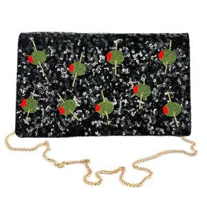 Martini Olive Sequin Clutch