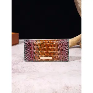 Classic Crocodile Pattern Long Wallet, Two-Fold Design, Durable Leather Material, Perfect for Everyday Use, Stylish Accessory, Durable Fashion Wallet