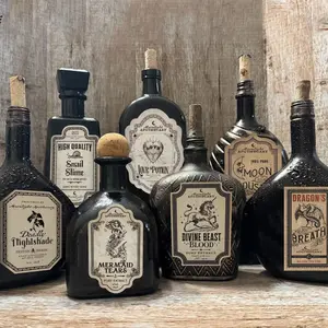 12pcs Vintage Scary Potion Bottle Stickers, Apothecary Bottle Labels Stickers, Retro Witch-Themed Paper Decorative Tags, Spooky Potion Bottle Decoration, Holiday Party Decor