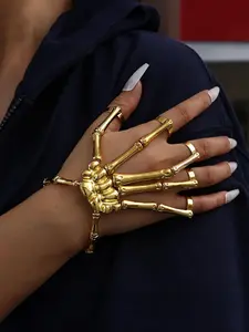 Halloween & Festival Skeleton Bracelet | Adjustable Hand Chain, Ideal for Concerts, Raves & Streetwear Fits