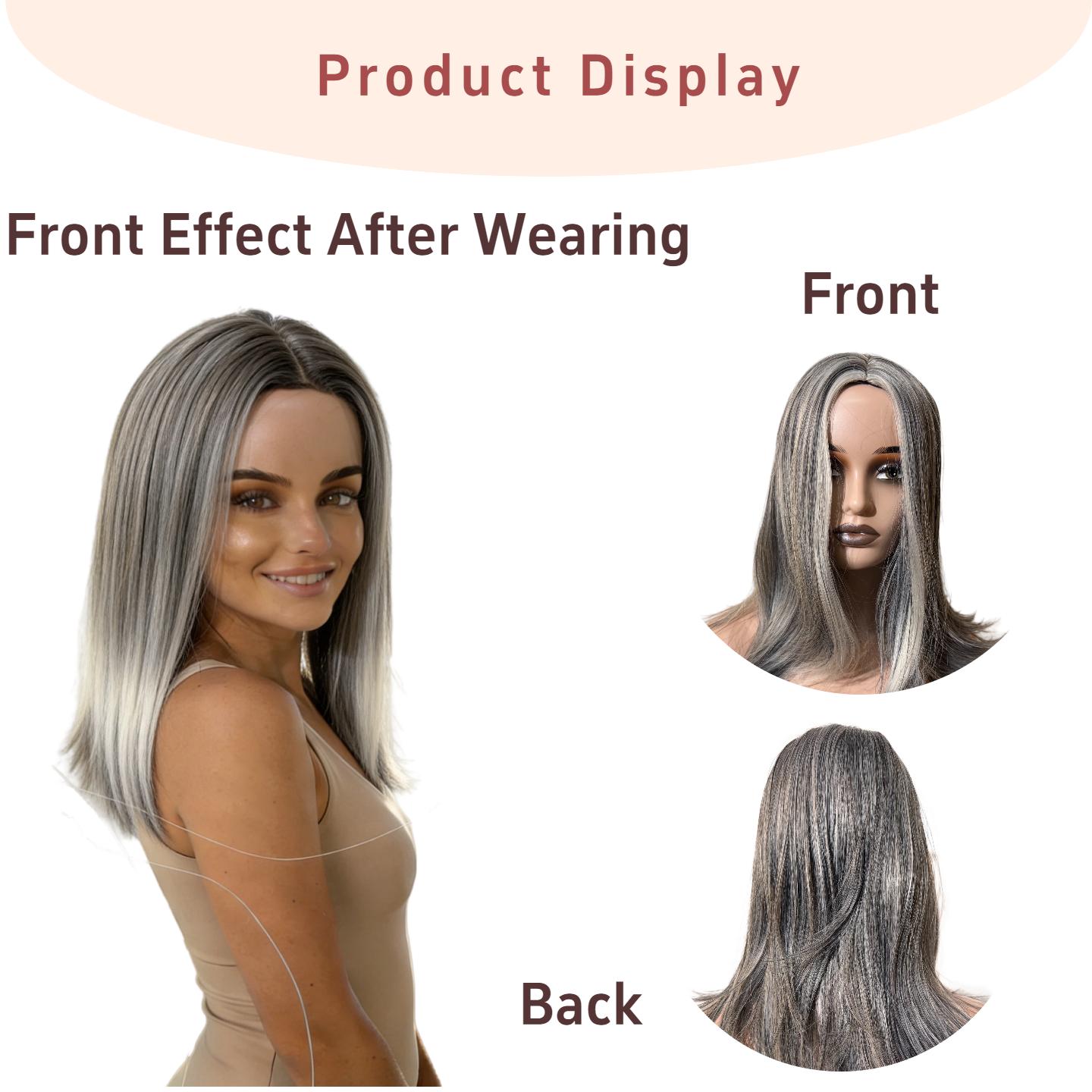 Women's Long, Layered Wavy Wig — Silver-Gray Realistic Natural-Look Wig